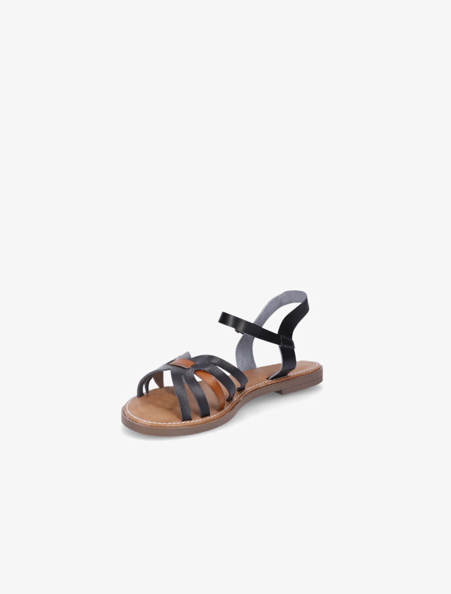 Nu-pieds en simili bicolore - Noir - 3