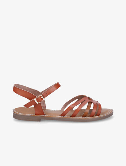 Nu-pieds en simili bicolore - Camel - 5