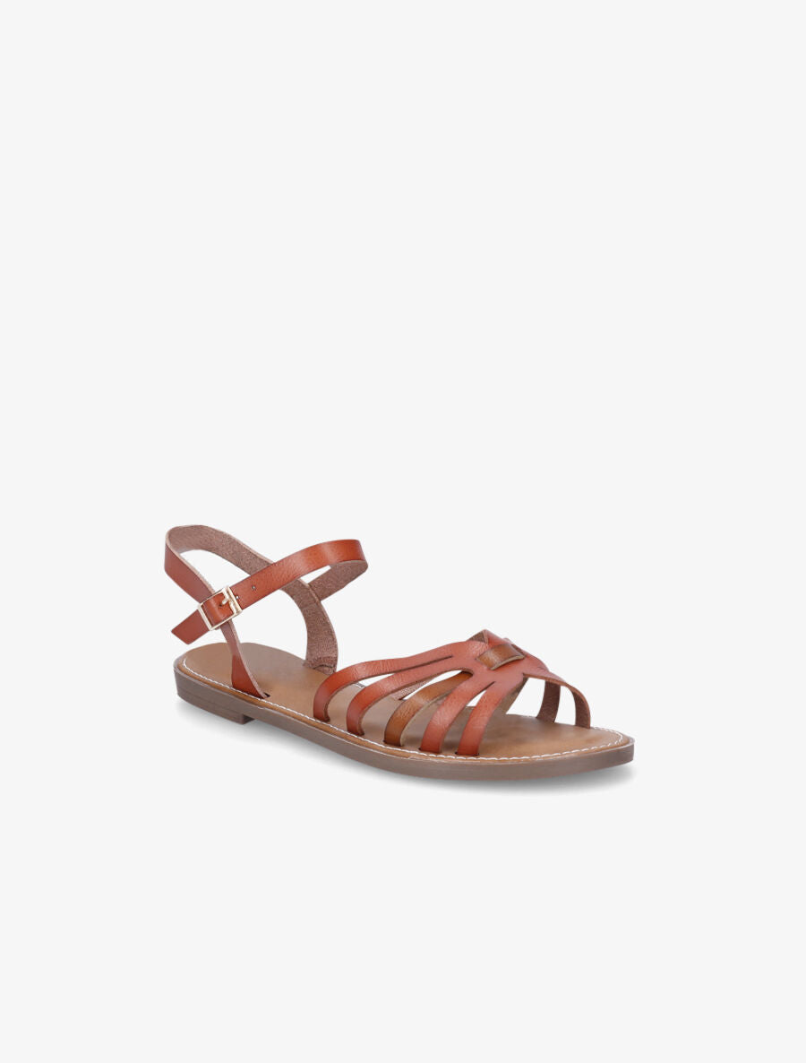 Nu-pieds en simili bicolore - Camel - 2