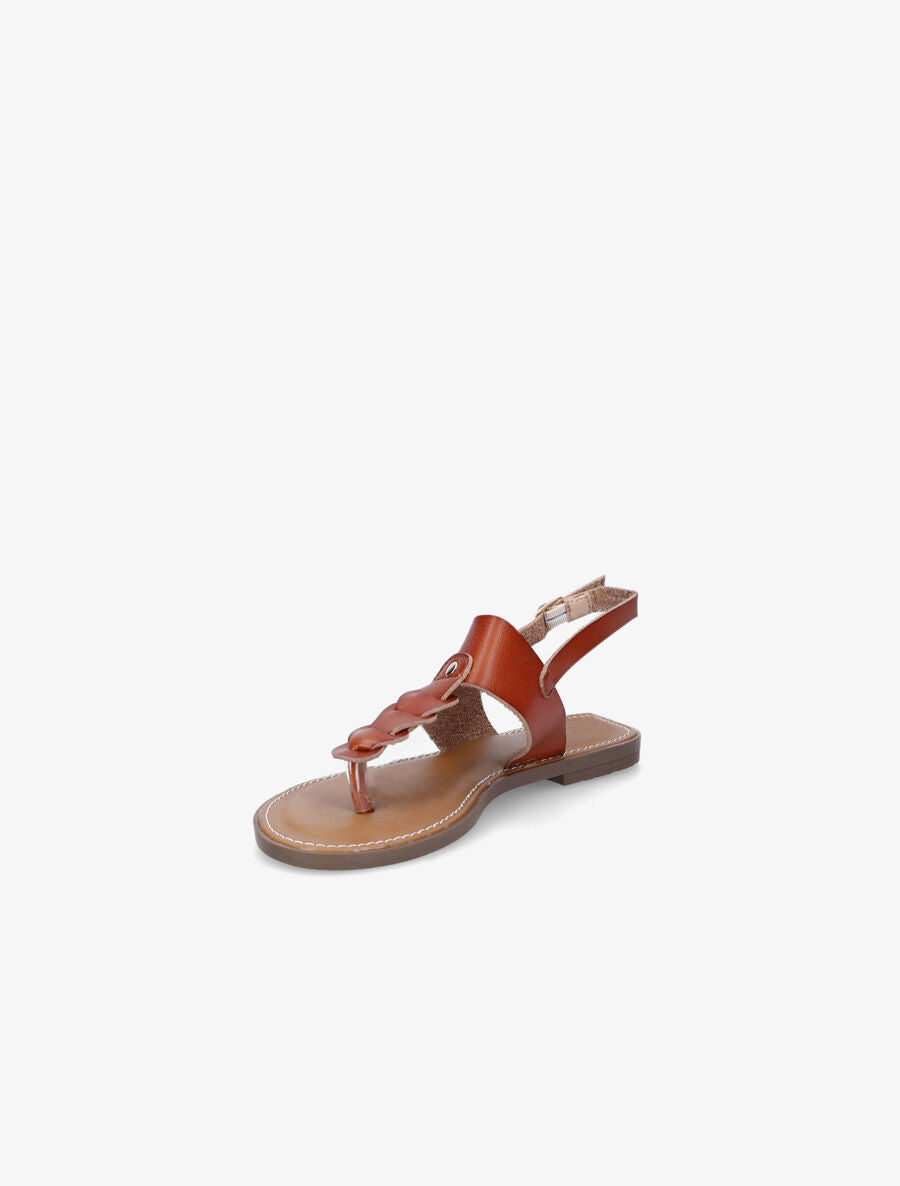 Nu-pieds en simili et bride en T - Camel - 3