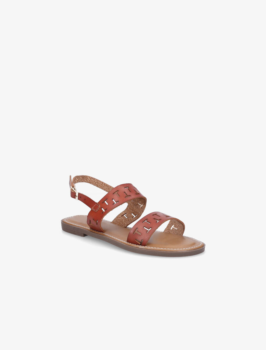 Nu-pieds à brides fantaisies - Camel - 2