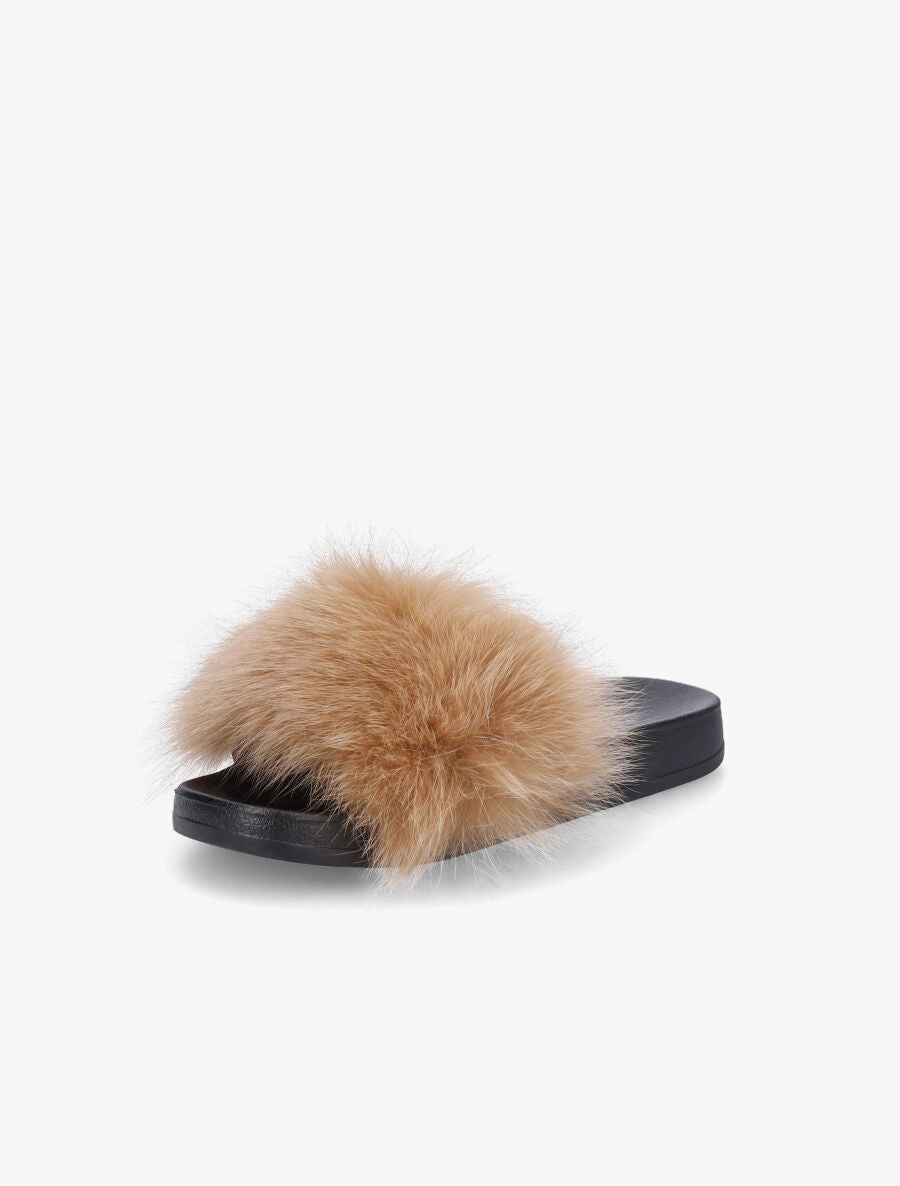 Claquettes fourrure en simili - Camel - 3