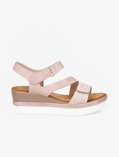 Sandales compensées à double scratch - Rose gold - 5