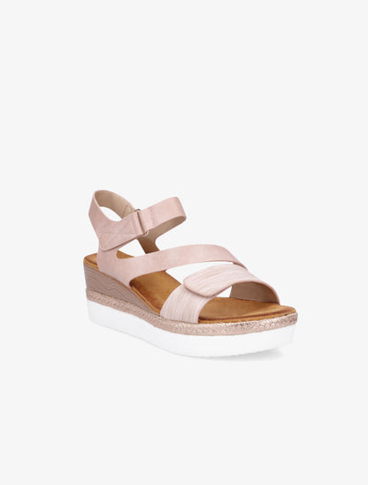 Sandales compensées à double scratch - Rose gold - 2