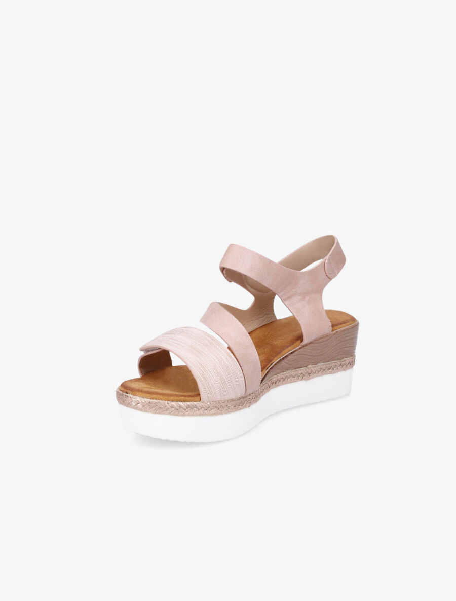 Sandales compensées à double scratch - Rose gold - 3