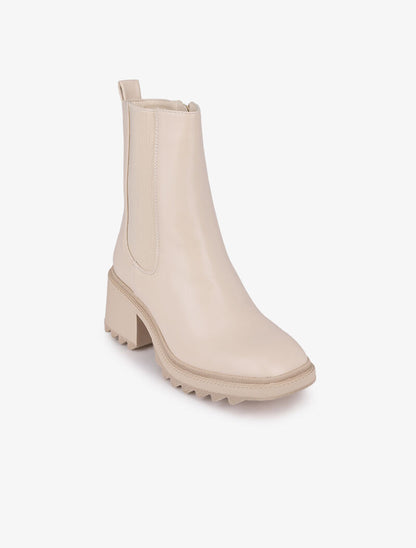 Boots montantes à bouts carrés - Beige - 3