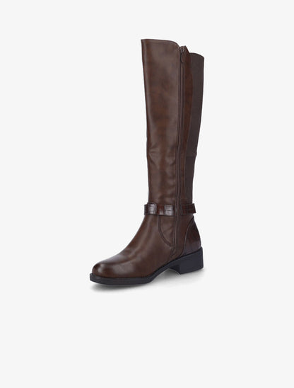 Bottes unies à détails effet croco - Marron - 4