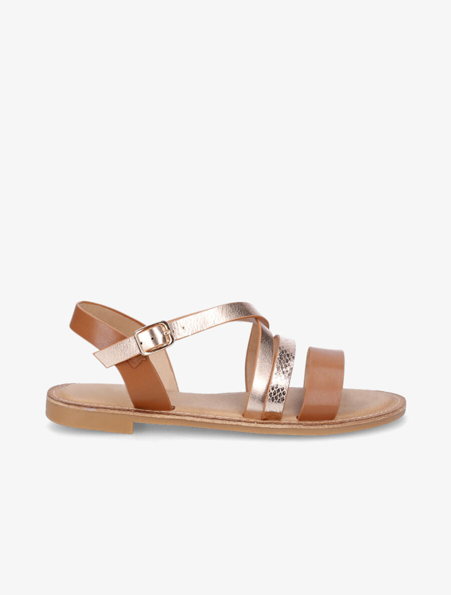 Nu-pieds multibrides irisées - Camel - 5
