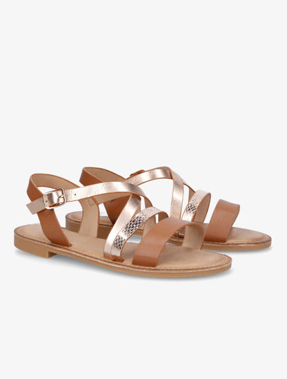Nu-pieds multibrides irisées - Camel - 4