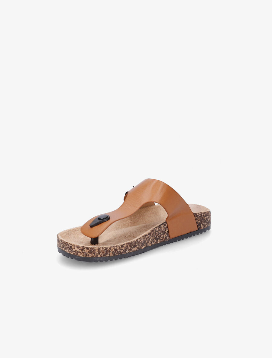 Claquettes en simili à semelle effet liège - Camel - 3