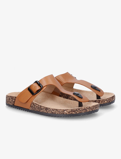 Claquettes en simili à semelle effet liège - Camel - 4
