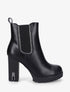 Bottines en simili à talon haut et strass - Noir - 1