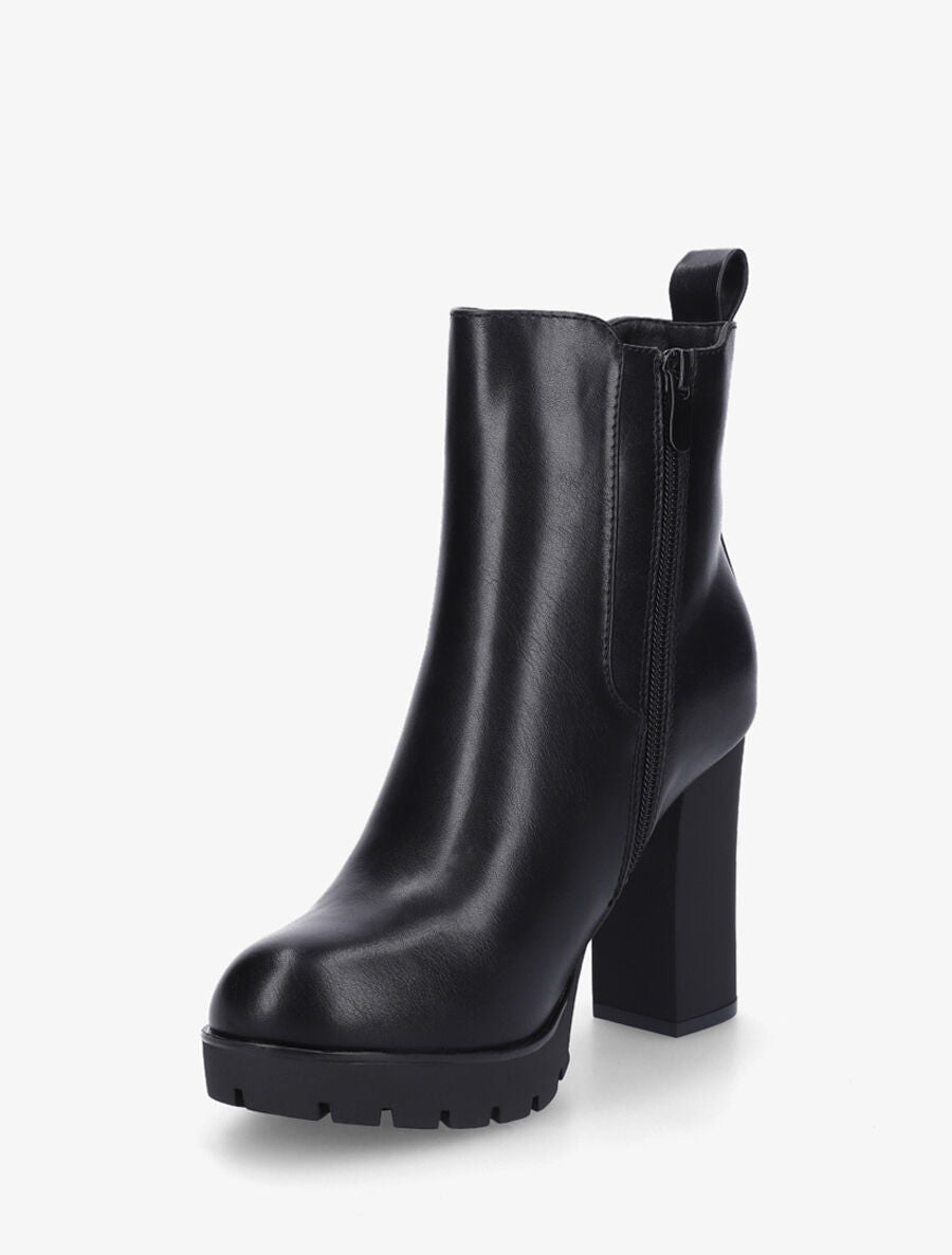 Bottines en simili à talon haut et strass - Noir - 3