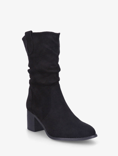 Bottines montantes mi-hautes en suédine - Noir - 2