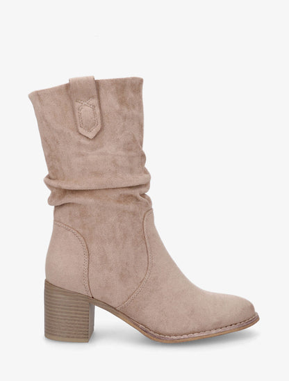 Bottines montantes mi-hautes en suédine - Taupe - 5