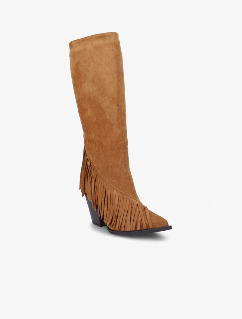 Bottes santiags suédées à franges - Camel - 3