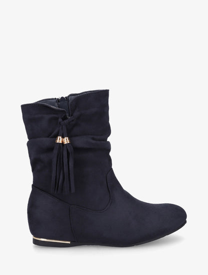 Bottines plates à empiècement métallique - Marine - 1