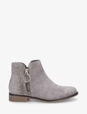 Bottines plates en suédine à double zips - Gris - 1