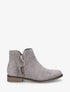 Bottines plates en suédine à double zips - Gris - 1