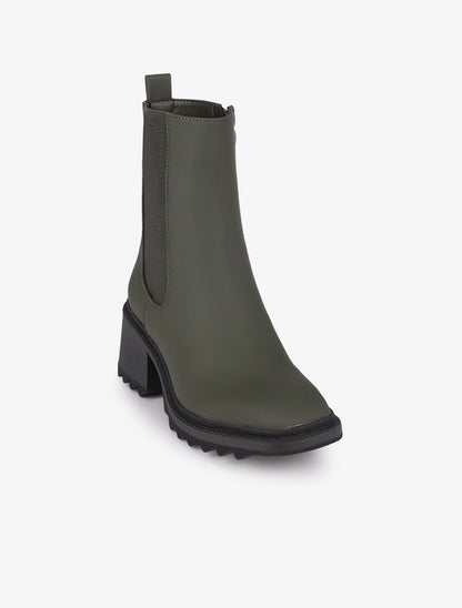 Boots montantes à bouts carrés - Kaki - 3