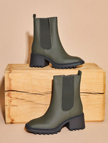 Boots montantes à bouts carrés - Kaki - 5