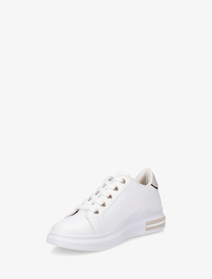 Sneakers en simili à contrefort constratant - Beige - 3