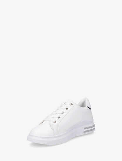 Sneakers en simili à contrefort constratant - Blanc - 3
