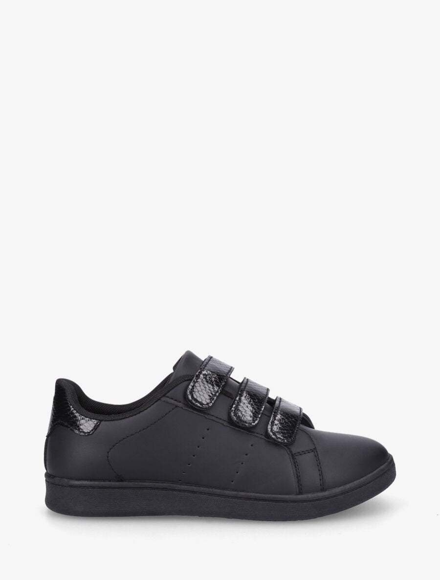 Sneakers en simili à scratch et contrefort effet python - Noir - 5