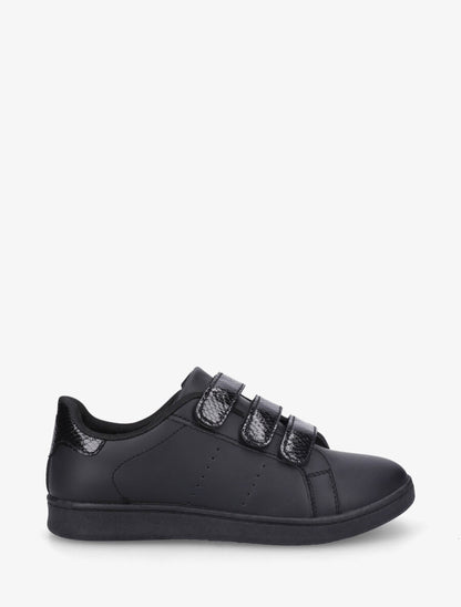 Sneakers en simili à scratch et contrefort effet python - Noir - 5
