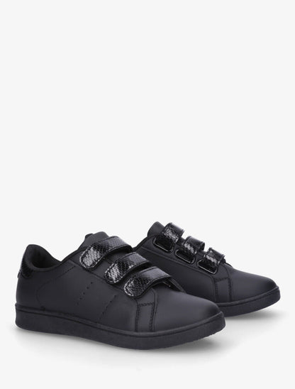 Sneakers en simili à scratch et contrefort effet python - Noir - 4