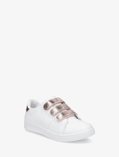 Sneakers en simili à scratch et contrefort effet python - Rose gold - 2