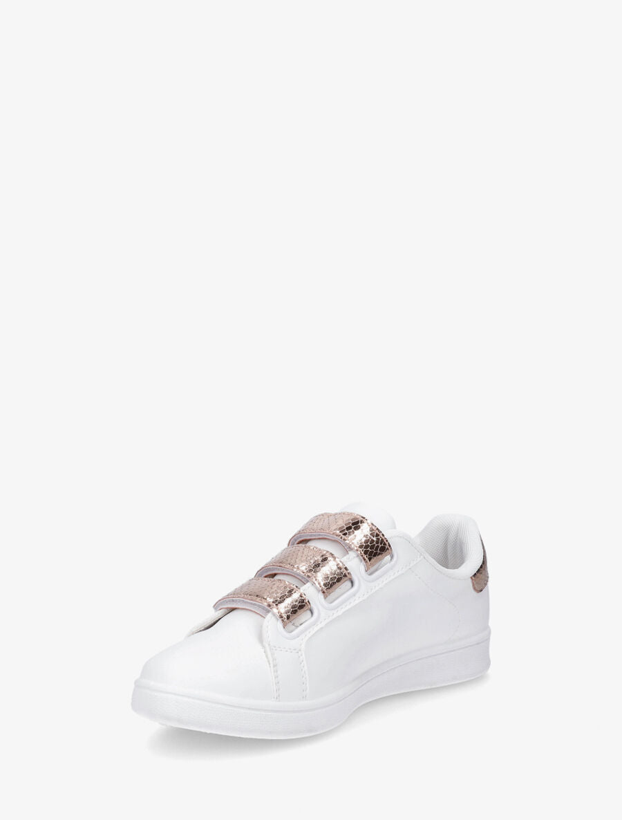 Sneakers en simili à scratch et contrefort effet python - Rose gold - 3
