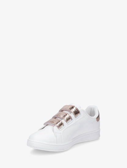 Sneakers en simili à scratch et contrefort effet python - Rose gold - 3
