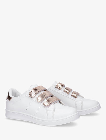 Sneakers en simili à scratch et contrefort effet python - Rose gold - 4