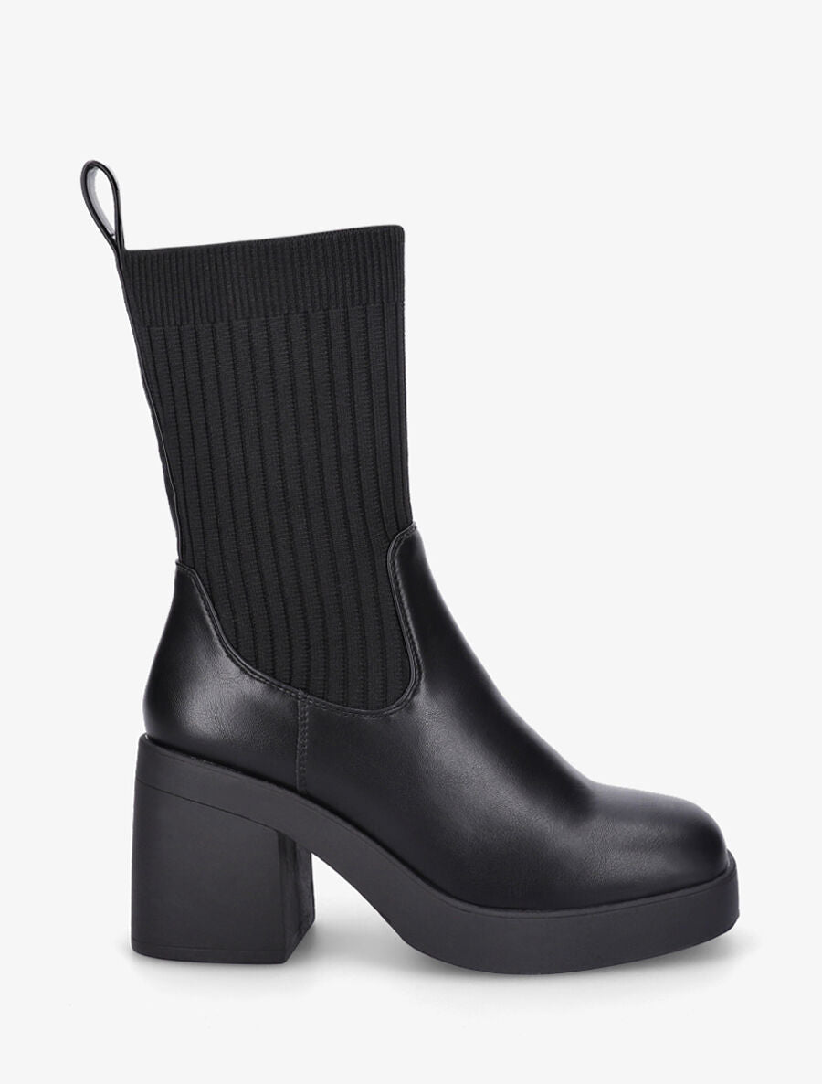 Bottines chaussettes à talon haut - Noir - 1