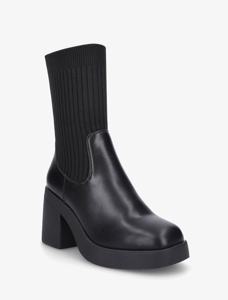 Bottines chaussettes à talon haut - Noir - 2