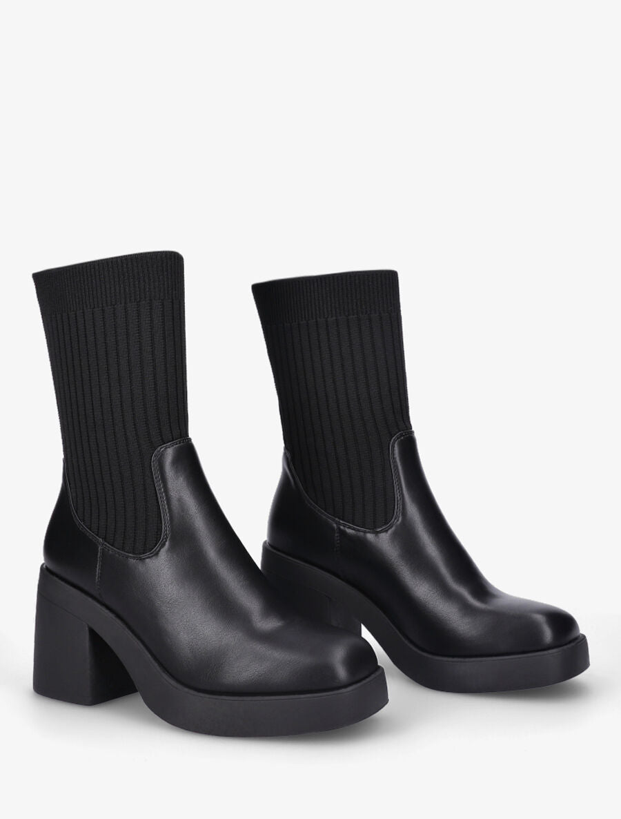 Bottines chaussettes à talon haut - Noir - 4
