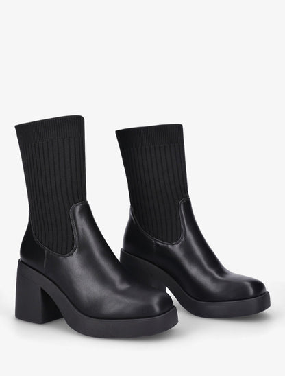 Bottines chaussettes à talon haut - Noir - 4