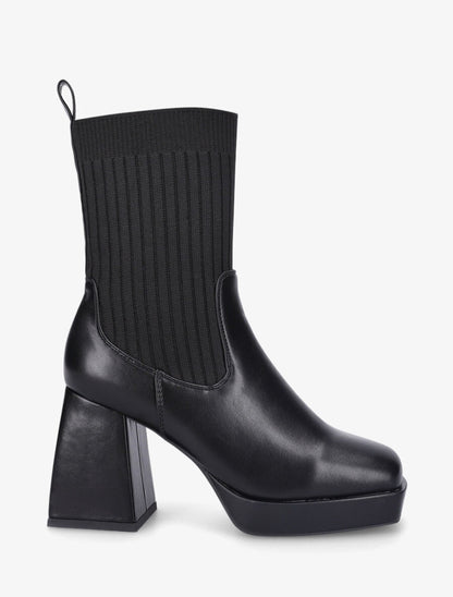Bottines style chaussettes à talon - Noir - 1