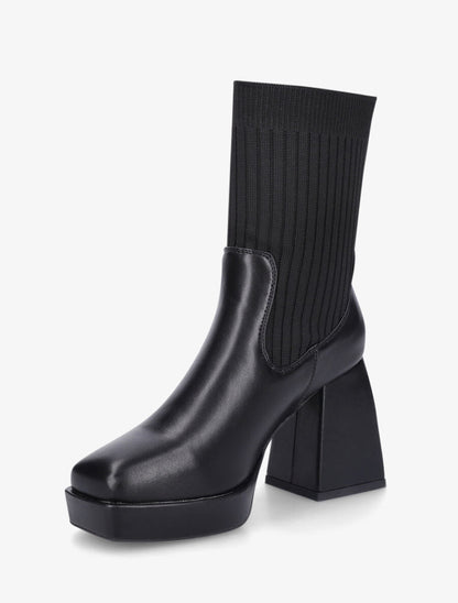 Bottines style chaussettes à talon - Noir - 3