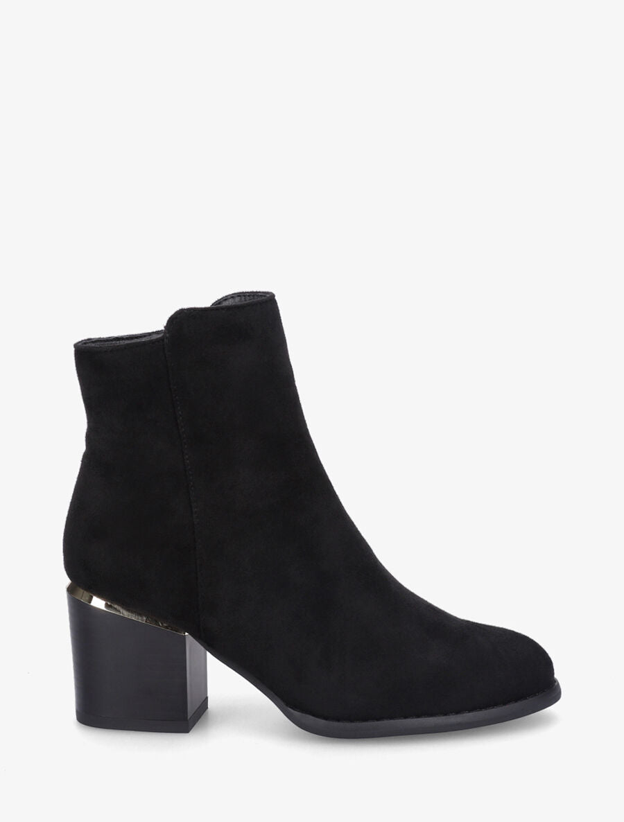 Bottines en suédine à talon - Noir - 1