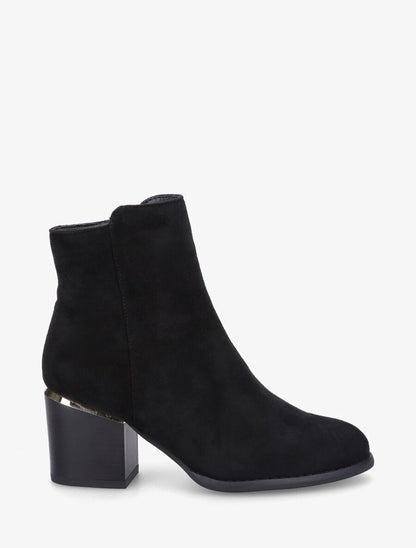 Bottines en suédine à talon - Noir - 1