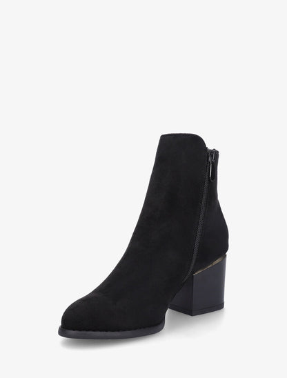 Bottines en suédine à talon - Noir - 3