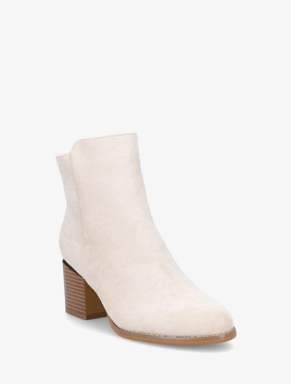 Bottines en suédine à talon - Beige - 2
