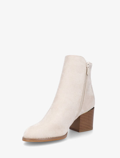 Bottines en suédine à talon - Beige - 3