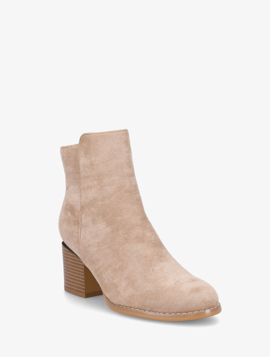 Bottines en suédine à talon - Taupe - 2