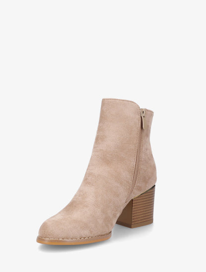 Bottines en suédine à talon - Taupe - 3