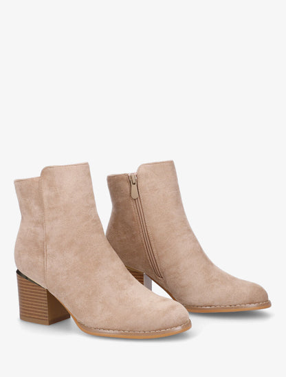 Bottines en suédine à talon - Taupe - 4