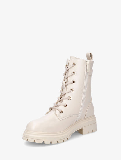 Bottines en simili à lacets - Beige - 3