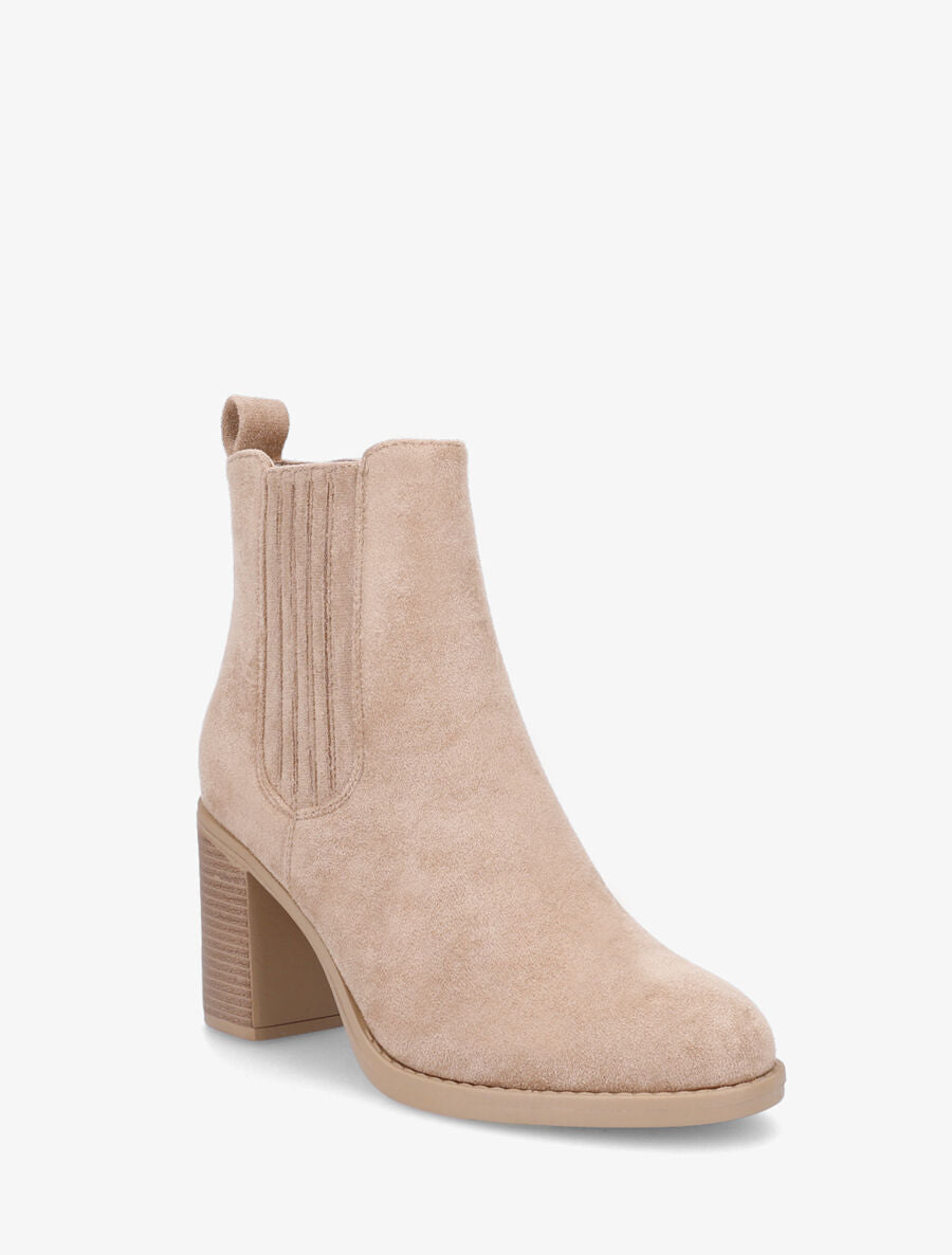 Bottines en suédine à talon haut - Taupe - 2